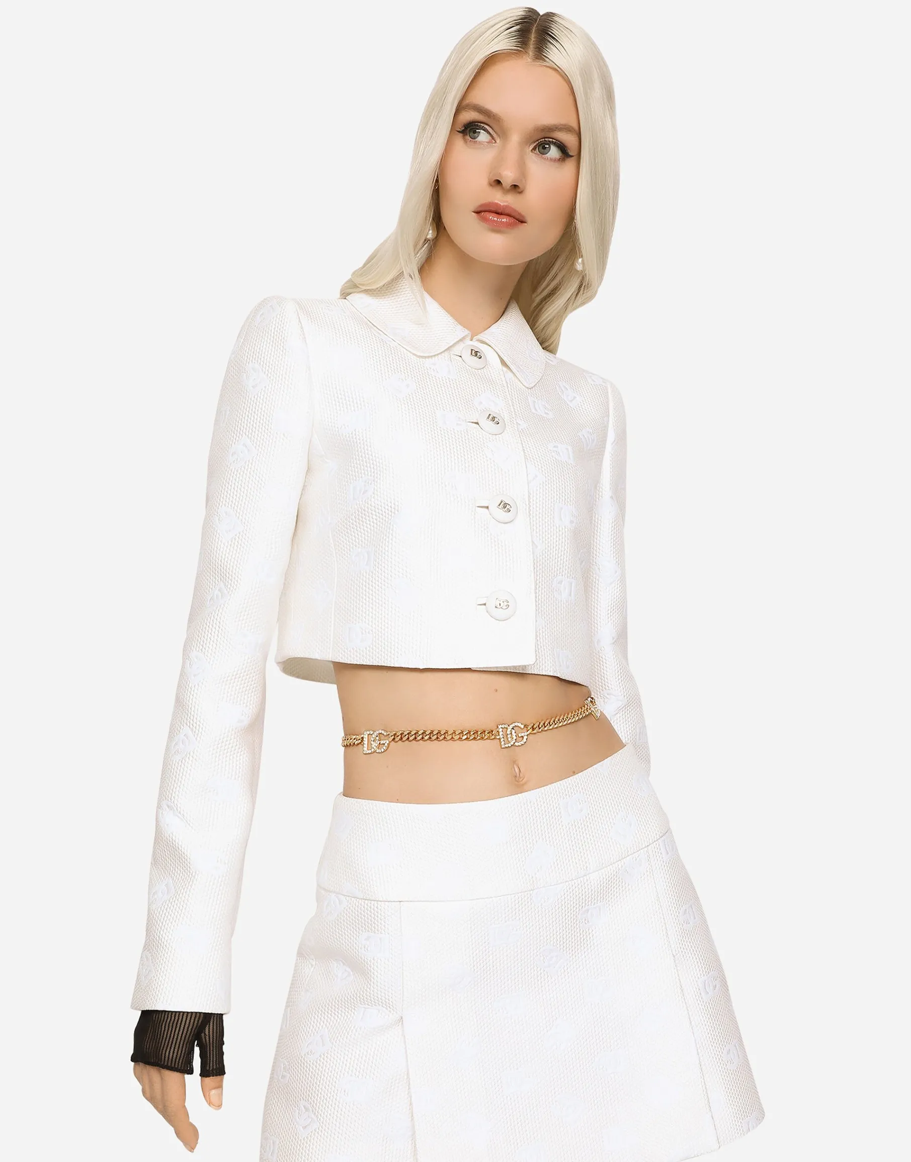 Short jacquard jacket with all-over DG logo