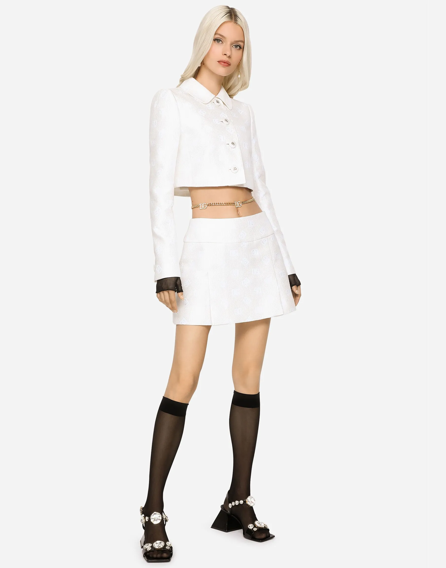 Short jacquard jacket with all-over DG logo