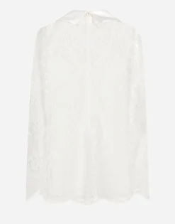 Short lace dress with satin neck