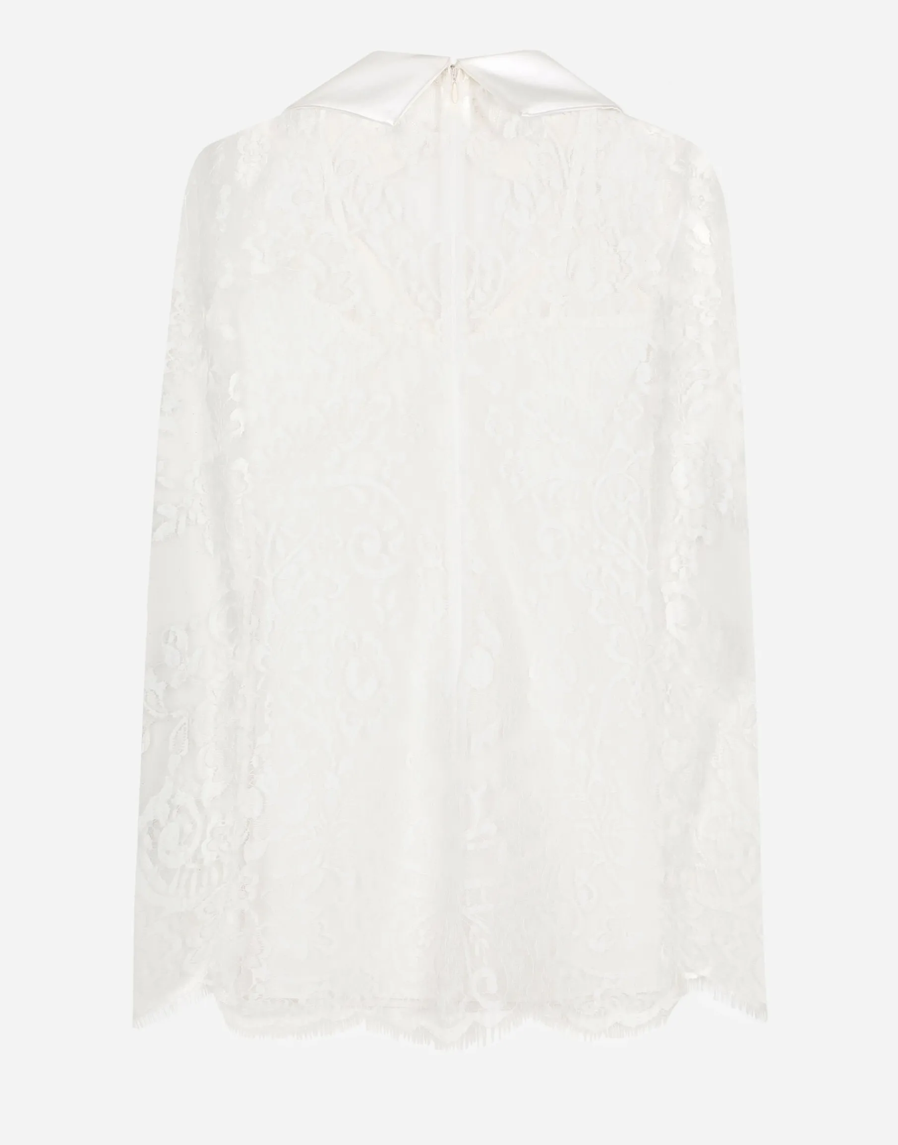 Short lace dress with satin neck