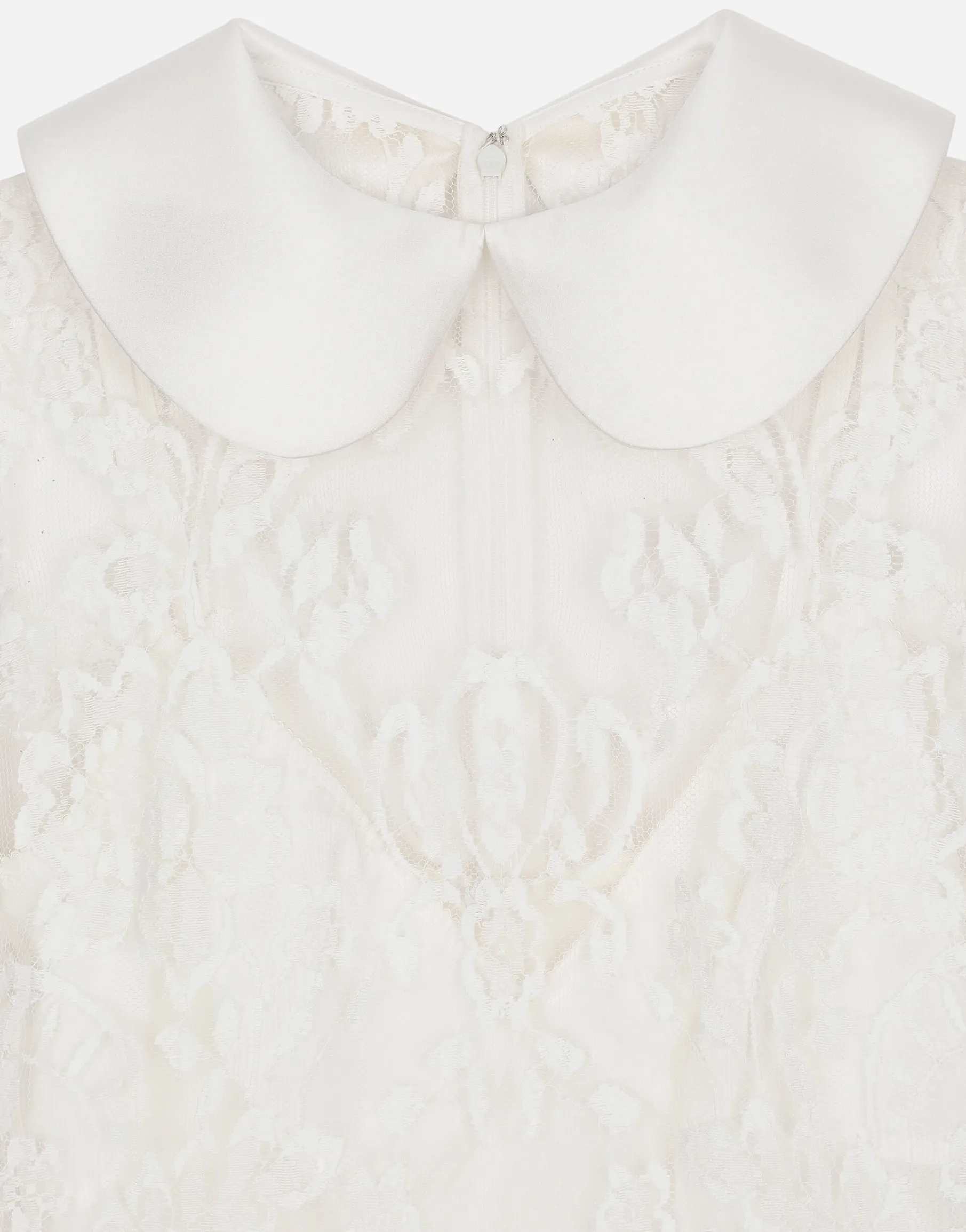 Short lace dress with satin neck