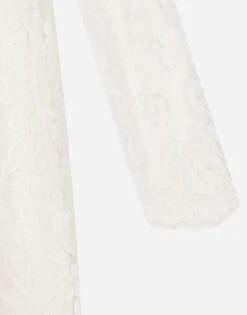 Short lace dress with satin neck
