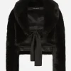 Short lambskin jacket with belt