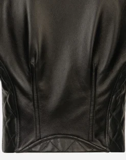 Short leather biker jacket