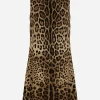 Short leopard-print charmeuse A-line dress