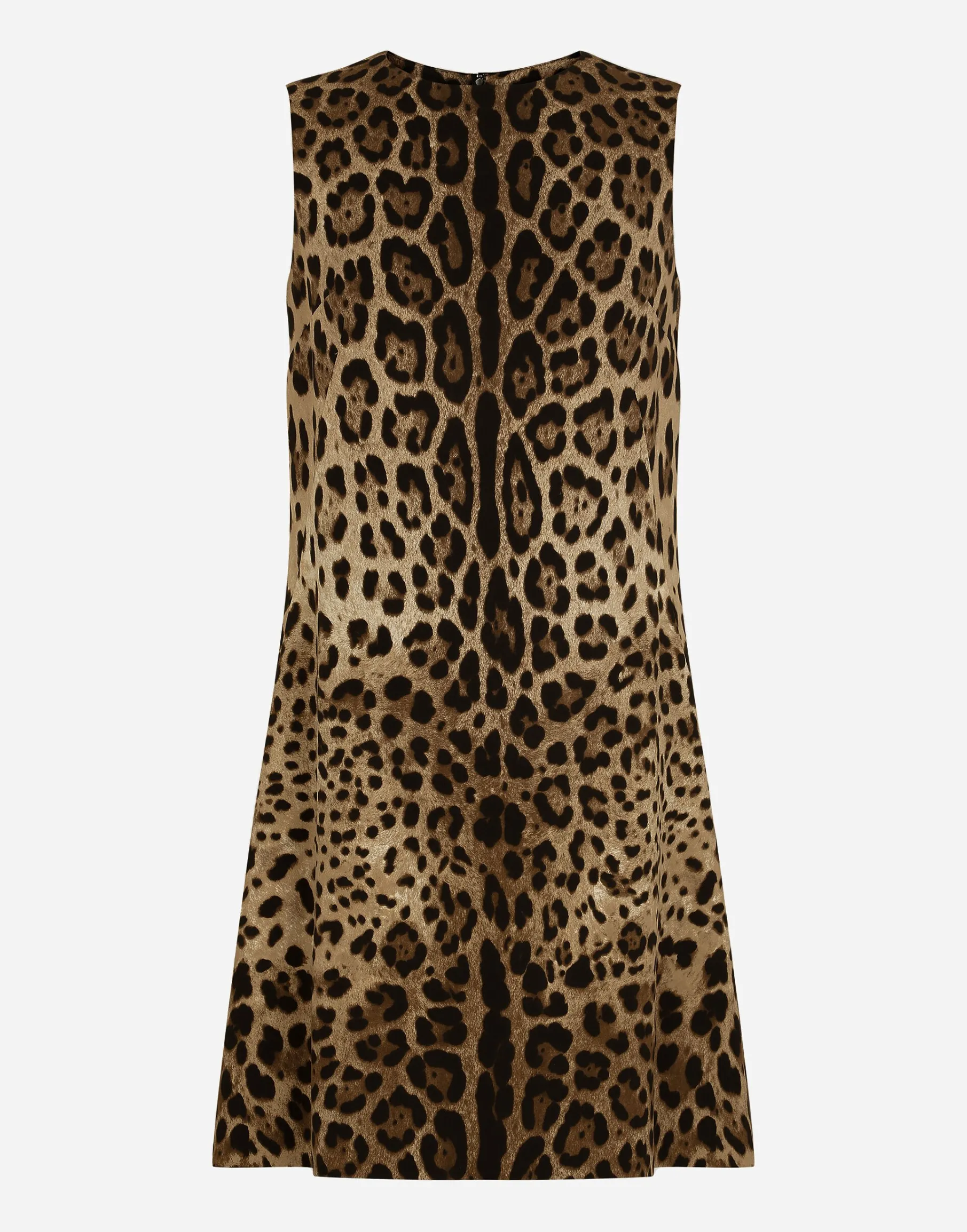 Short leopard-print charmeuse A-line dress