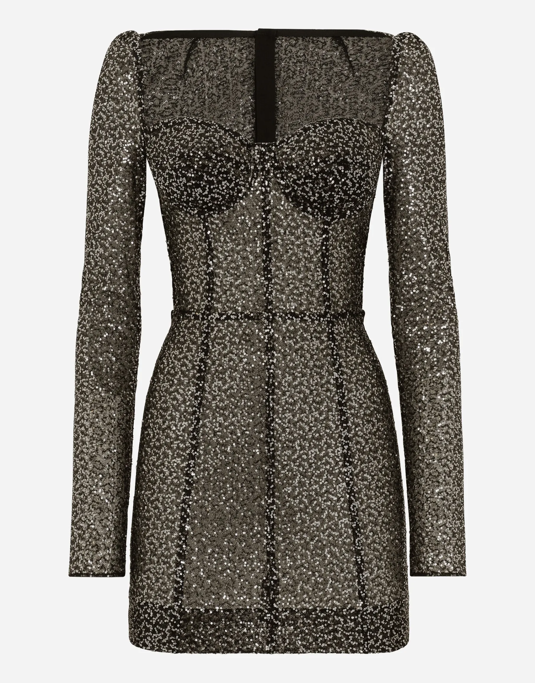 Short long-sleeved sequined corset dress