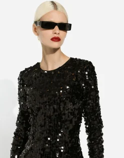 Short long-sleeved sequined dress