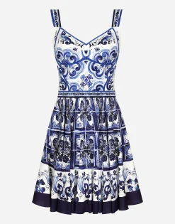 Short majolica print dress