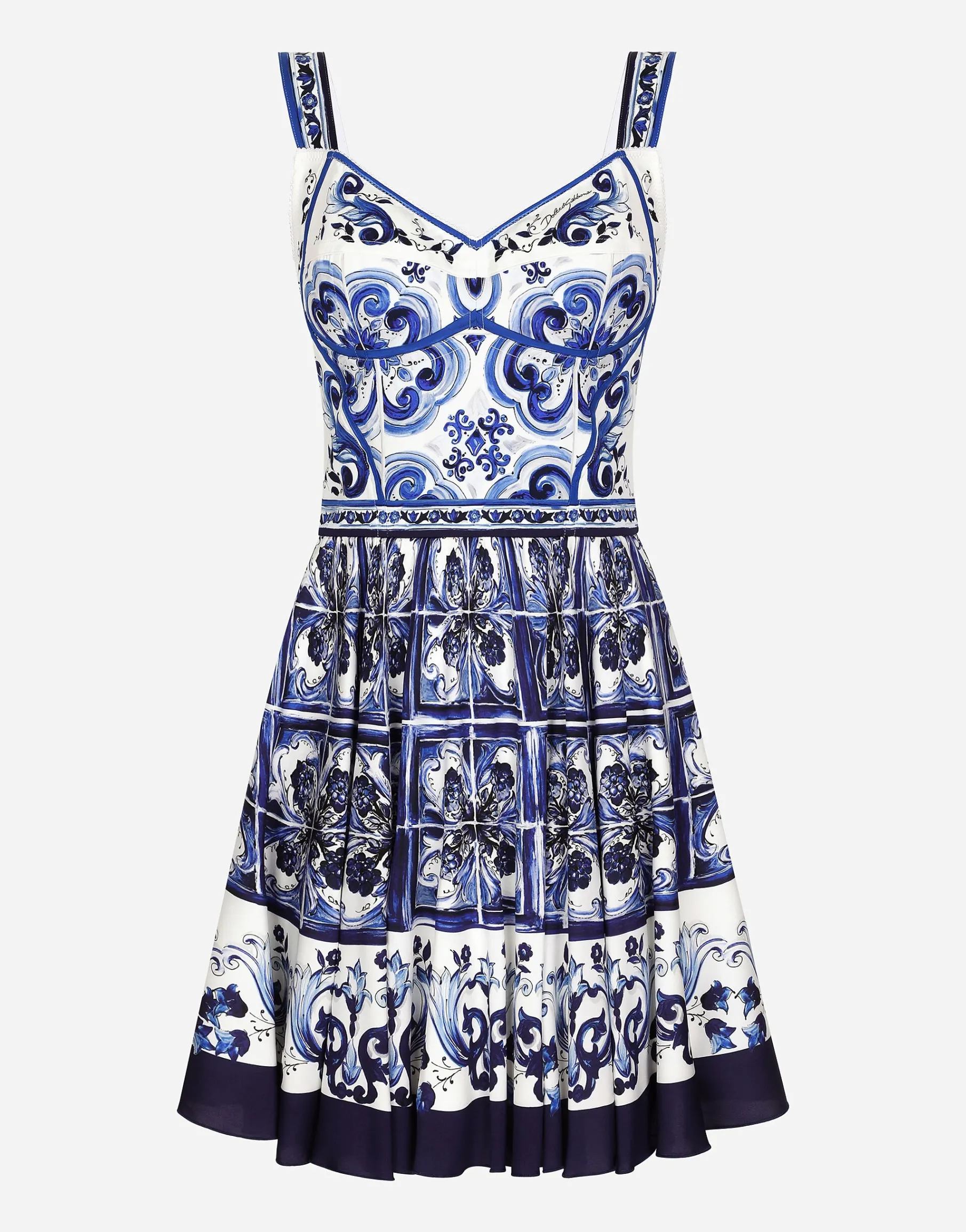 Short majolica print dress