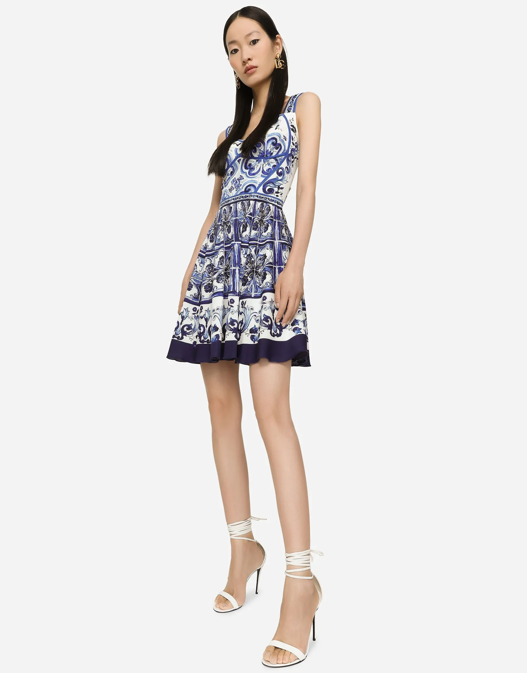Short majolica print dress