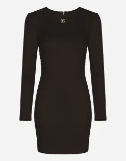 Short Milano rib dress with DG logo