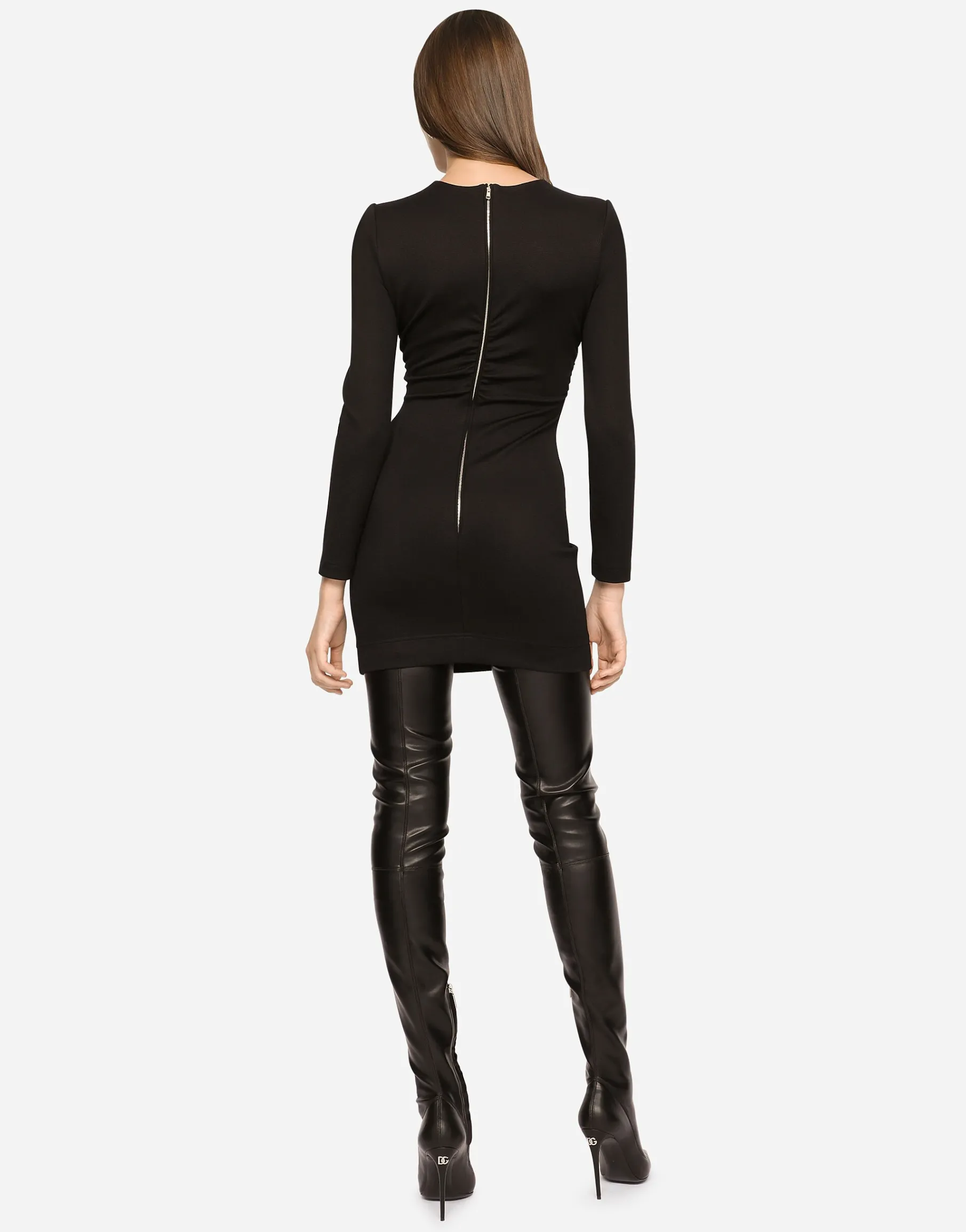 Short Milano rib dress with DG logo