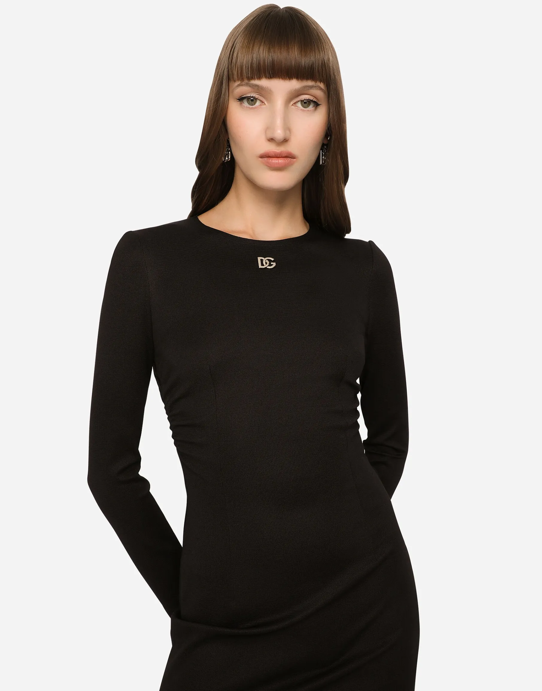 Short Milano rib dress with DG logo