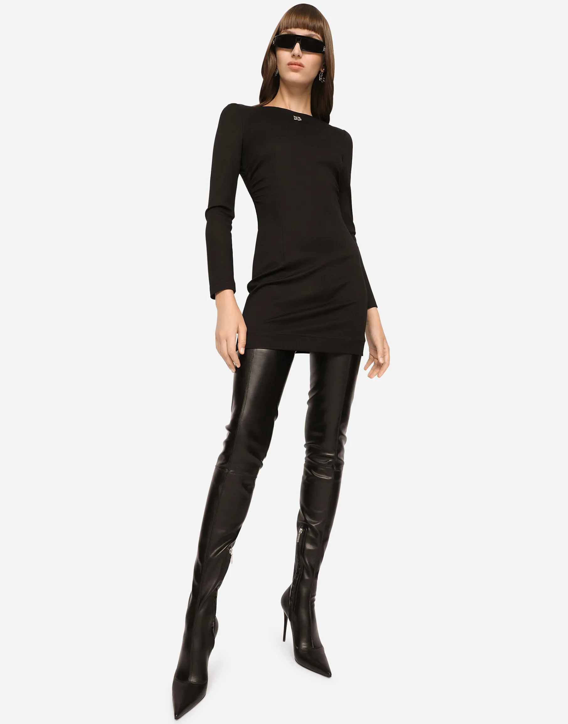 Short Milano rib dress with DG logo