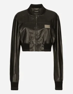 Short nappa leather bomber jacket with Dolce&Gabbana tag