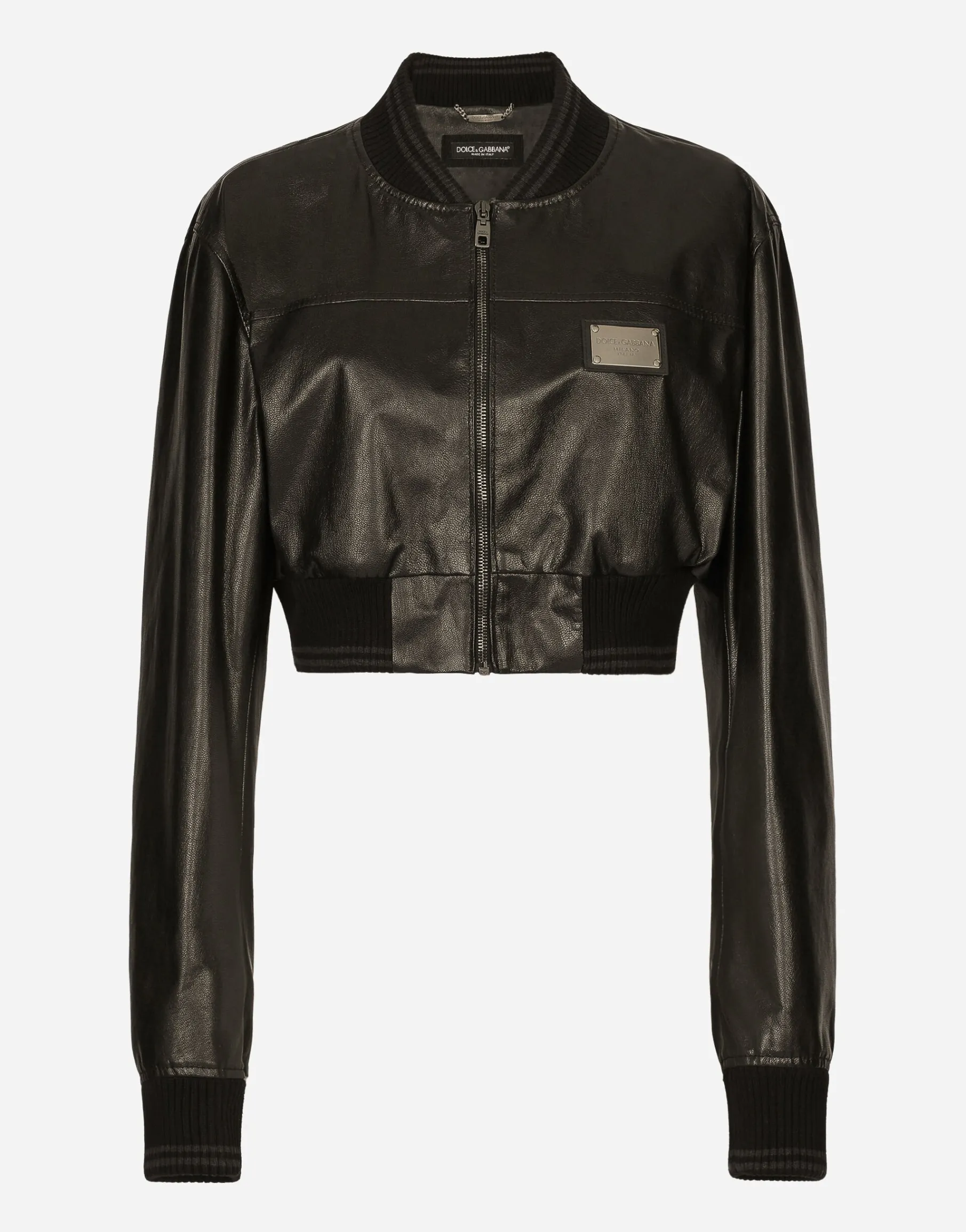 Short nappa leather bomber jacket with Dolce&Gabbana tag