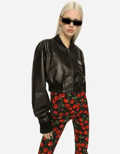 Short nappa leather bomber jacket with Dolce&Gabbana tag