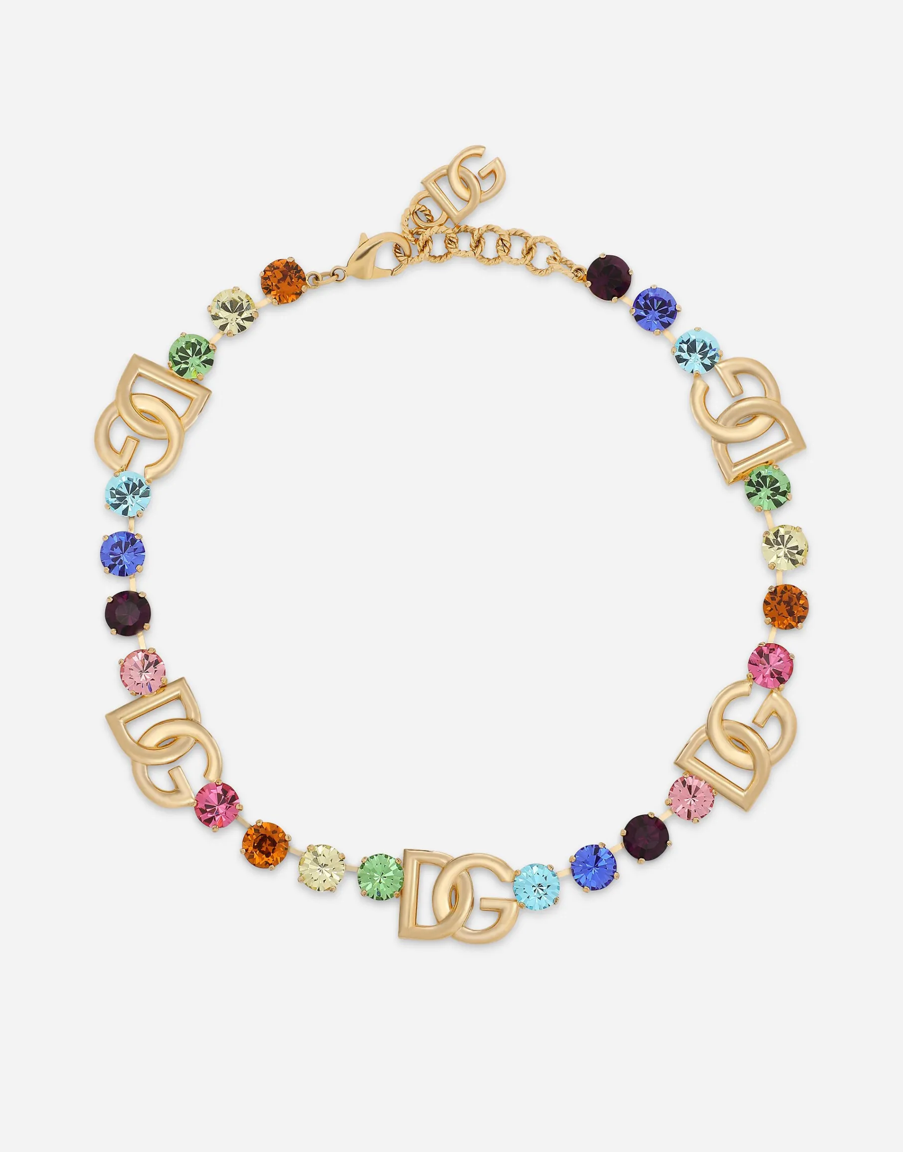 Short necklace with colorful rhinestones and DG logo