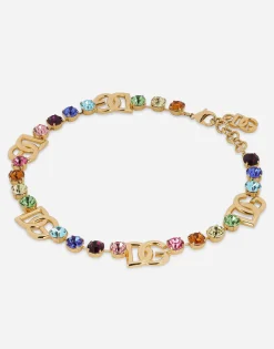 Short necklace with colorful rhinestones and DG logo