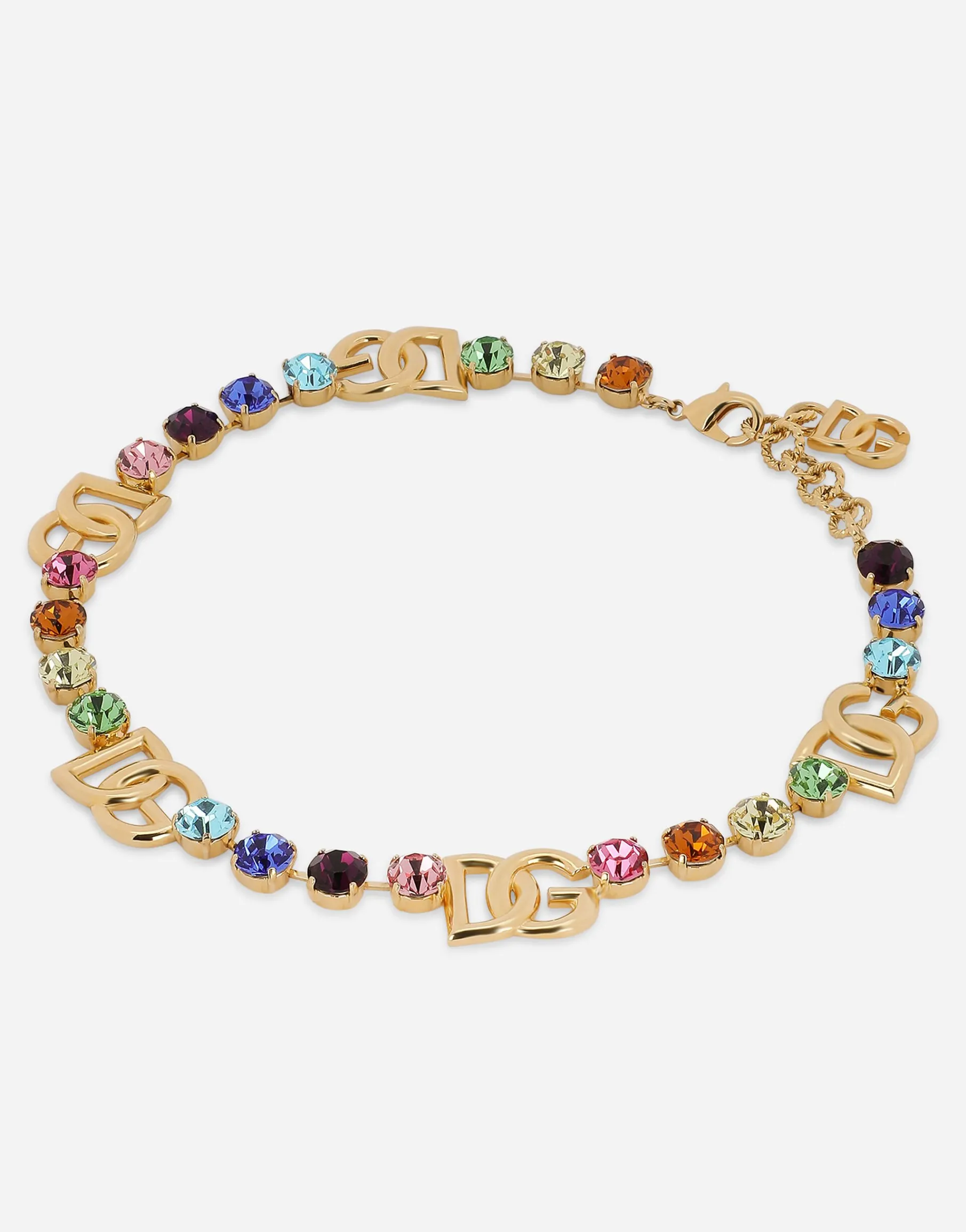 Short necklace with colorful rhinestones and DG logo