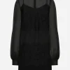 Short organza dress with lace inlay