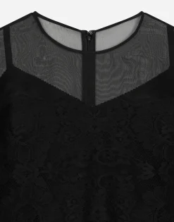 Short organza dress with lace inlay