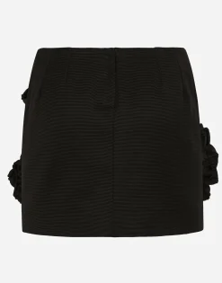 Short Ottoman skirt with floral appliqué