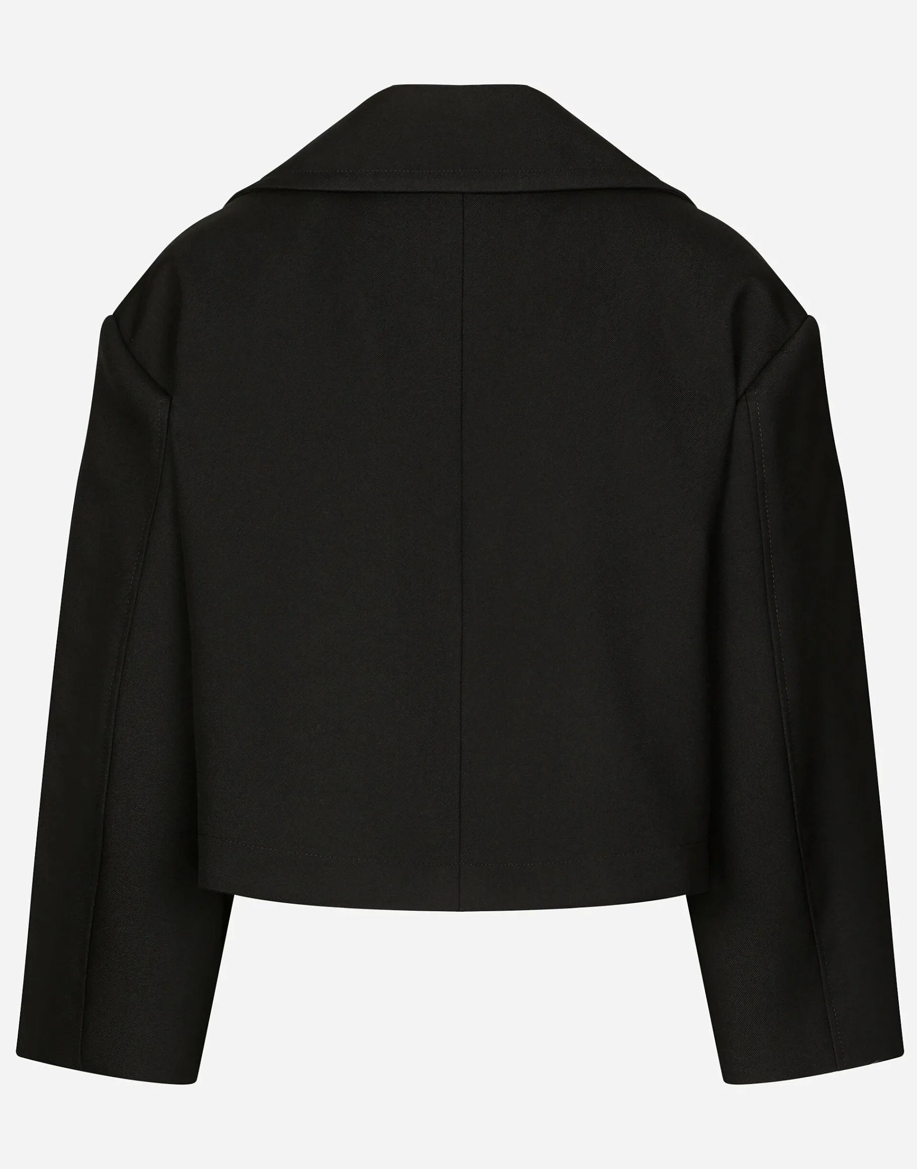 Short oversize wool gabardine jacket