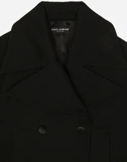 Short oversize wool gabardine jacket