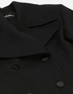 Short oversize wool gabardine jacket