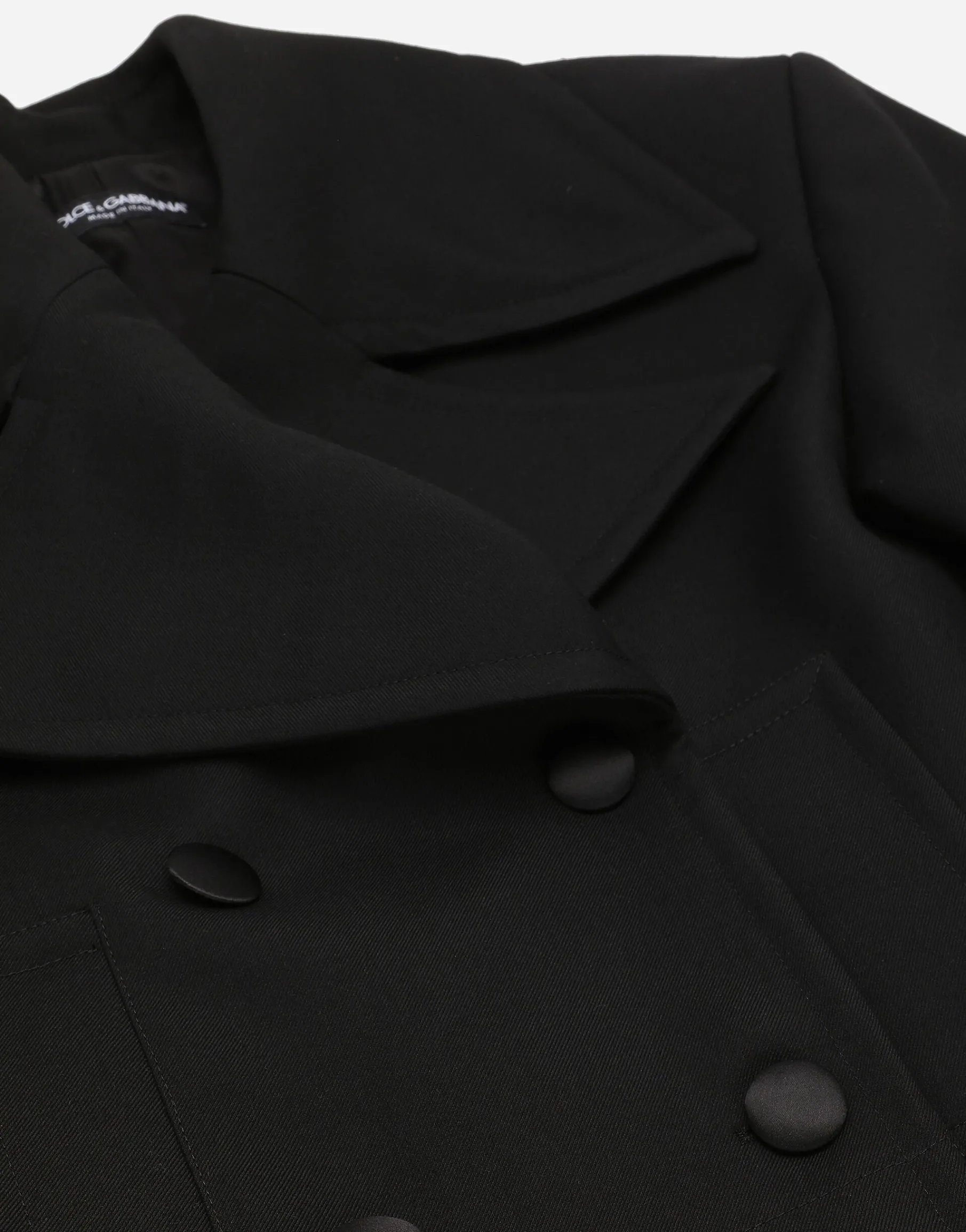 Short oversize wool gabardine jacket