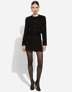 Short raschel tweed jacket