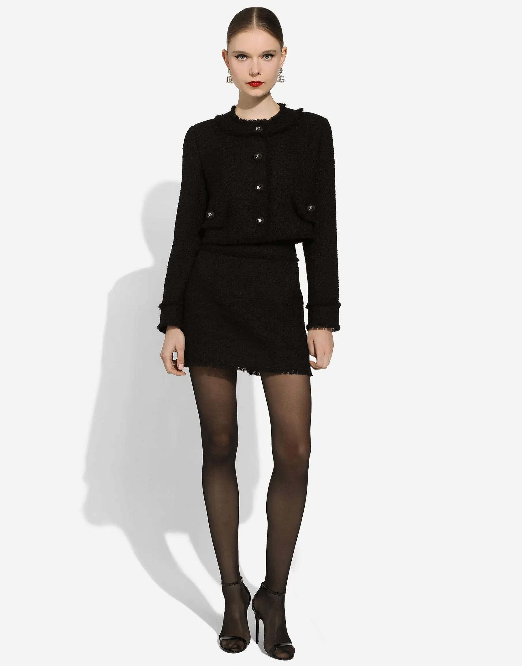 Short raschel tweed jacket
