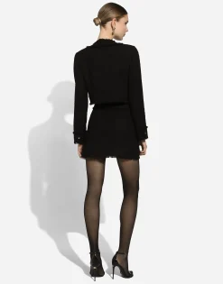 Short raschel tweed jacket