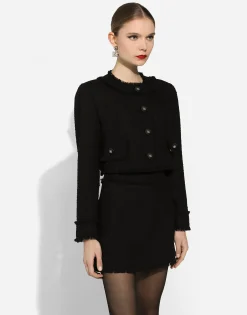 Short raschel tweed jacket