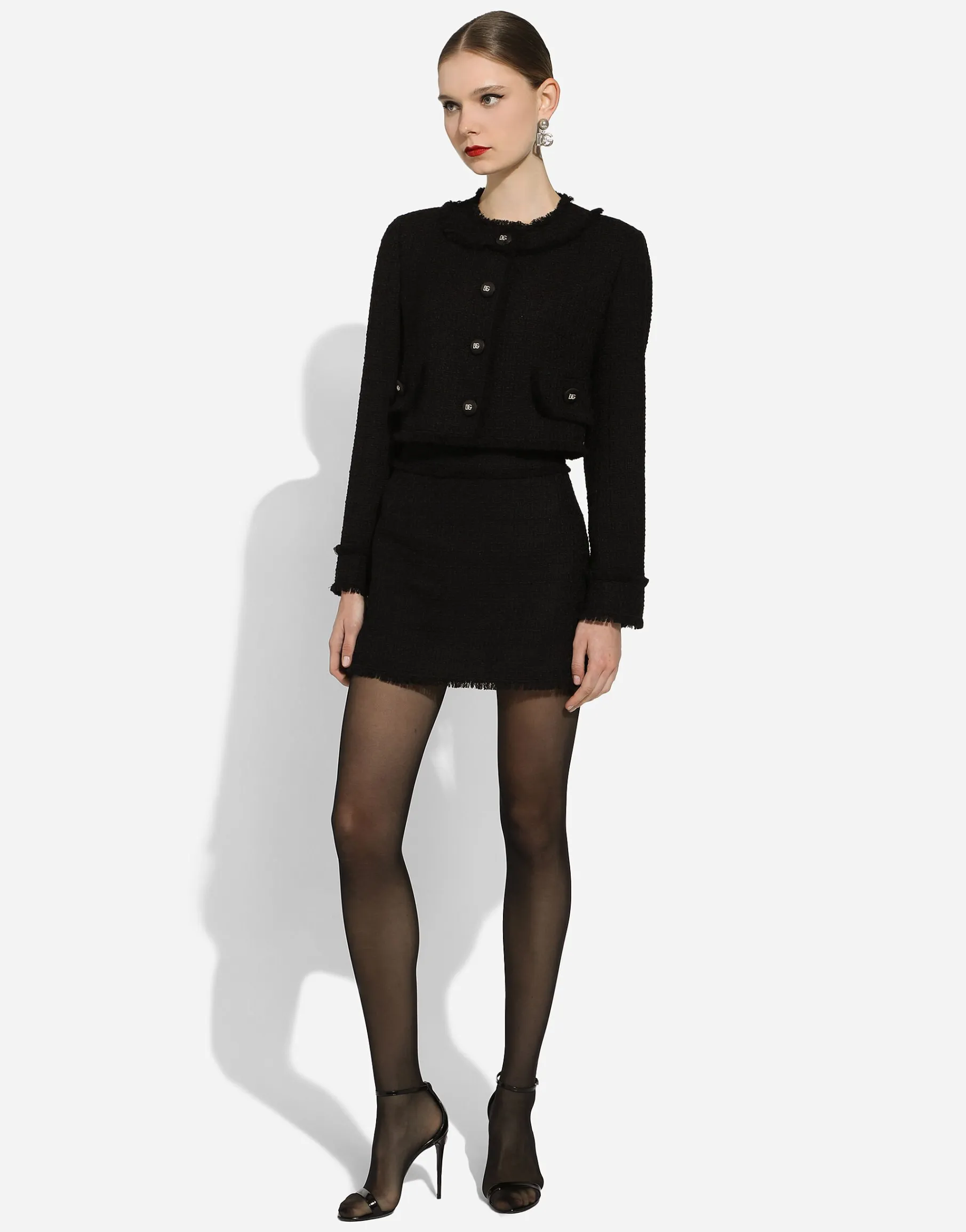 Short raschel tweed jacket