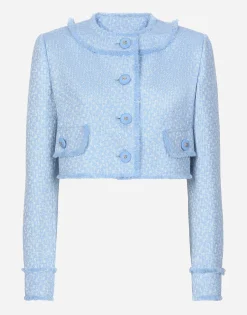 Short raschel wool tweed jacket