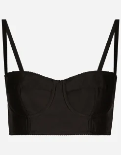 Short satin and marquisette corset