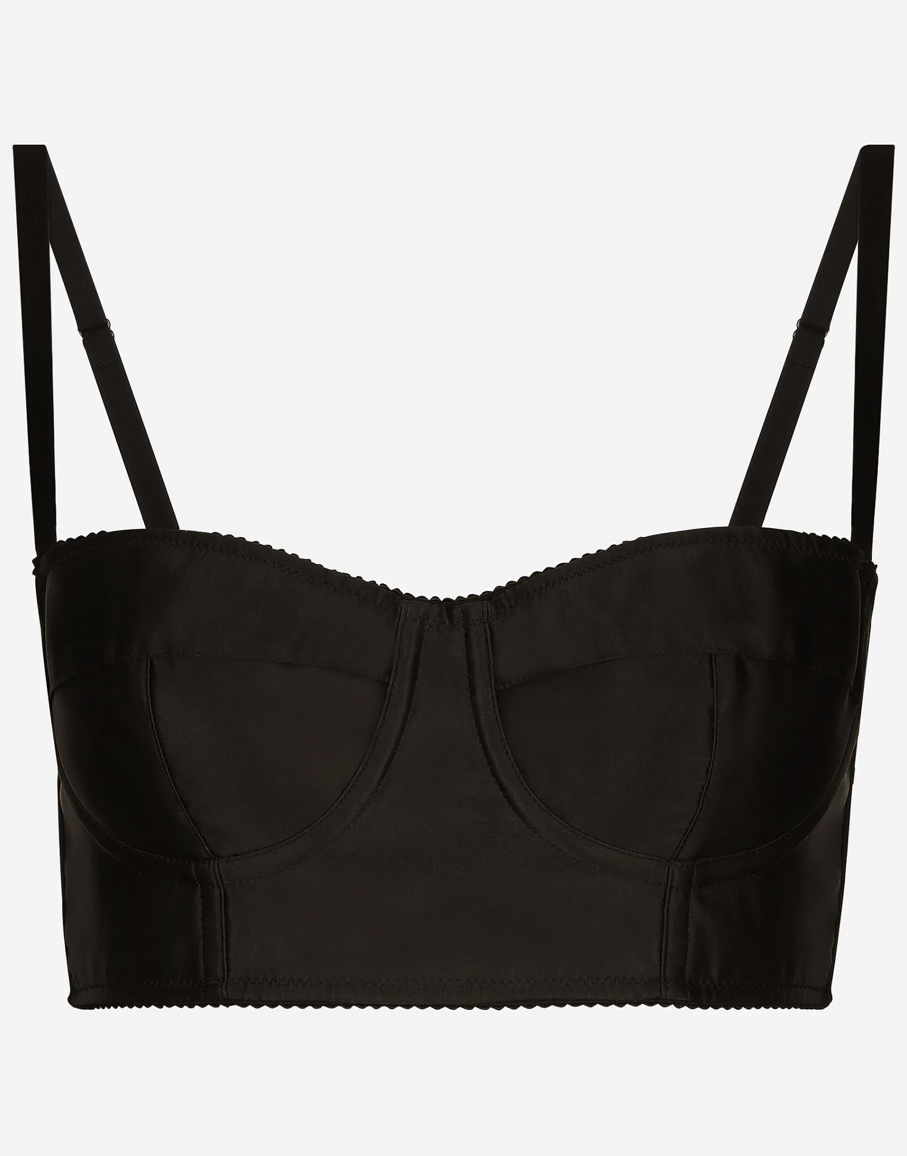 Short satin and marquisette corset