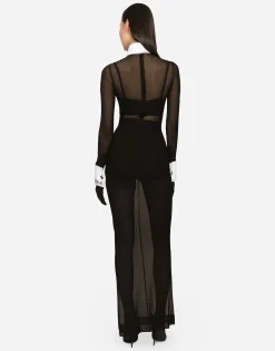 Short satin and marquisette corset