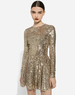 Short sequined dress with circle skirt