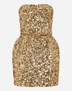 Short sequined strapless dress