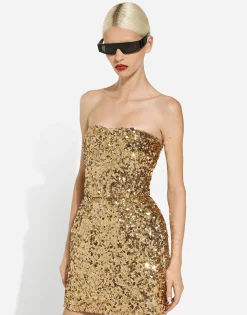 Short sequined strapless dress