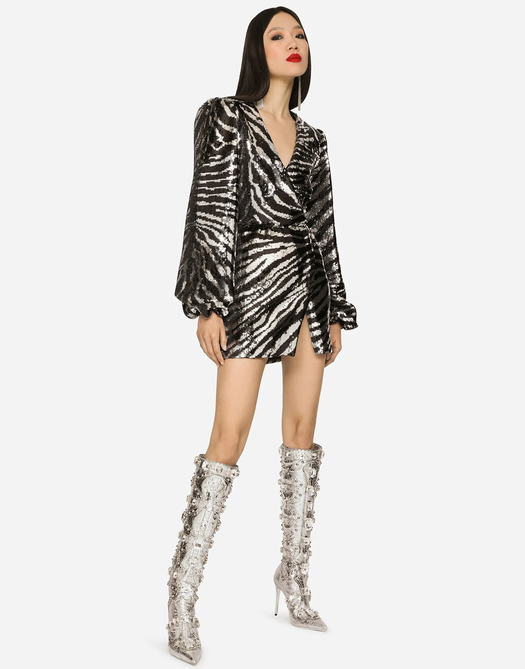 Short sequined wrap dress