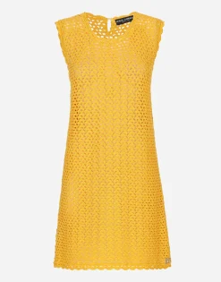 Short sleeveless crochet dress