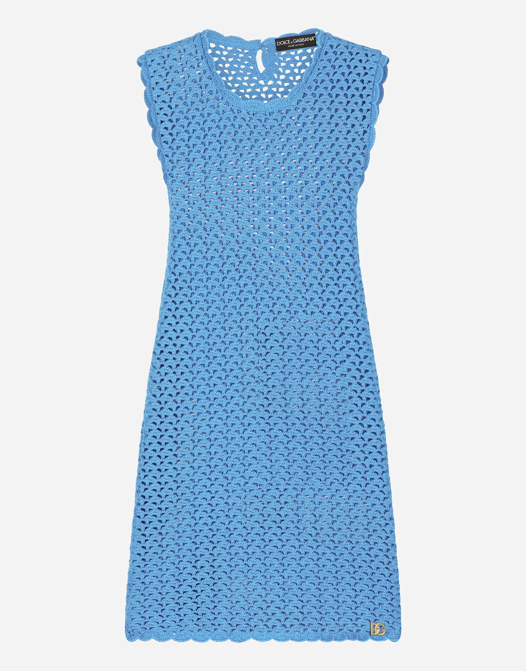 Short sleeveless crochet dress