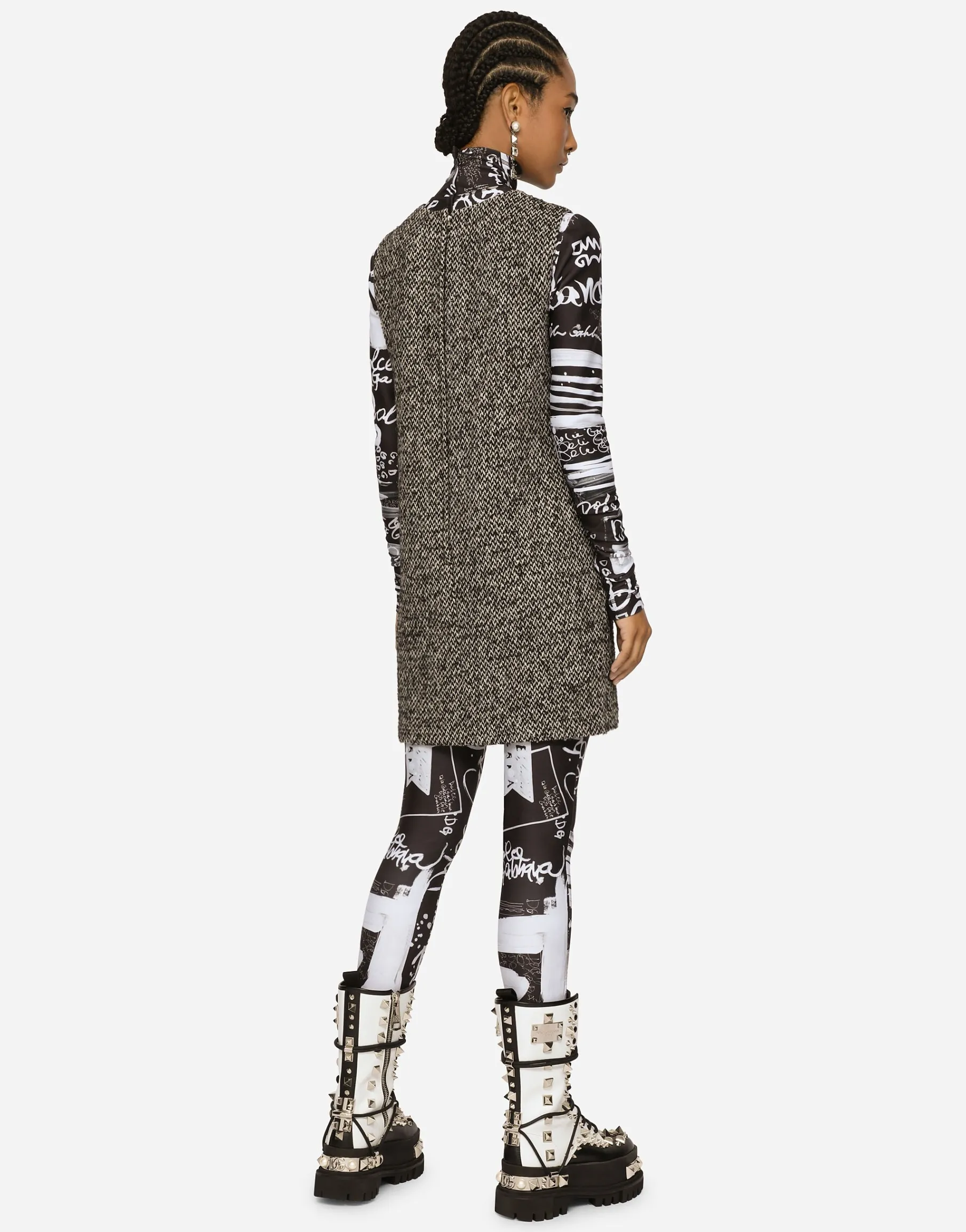 Short speckled tweed A-line dress