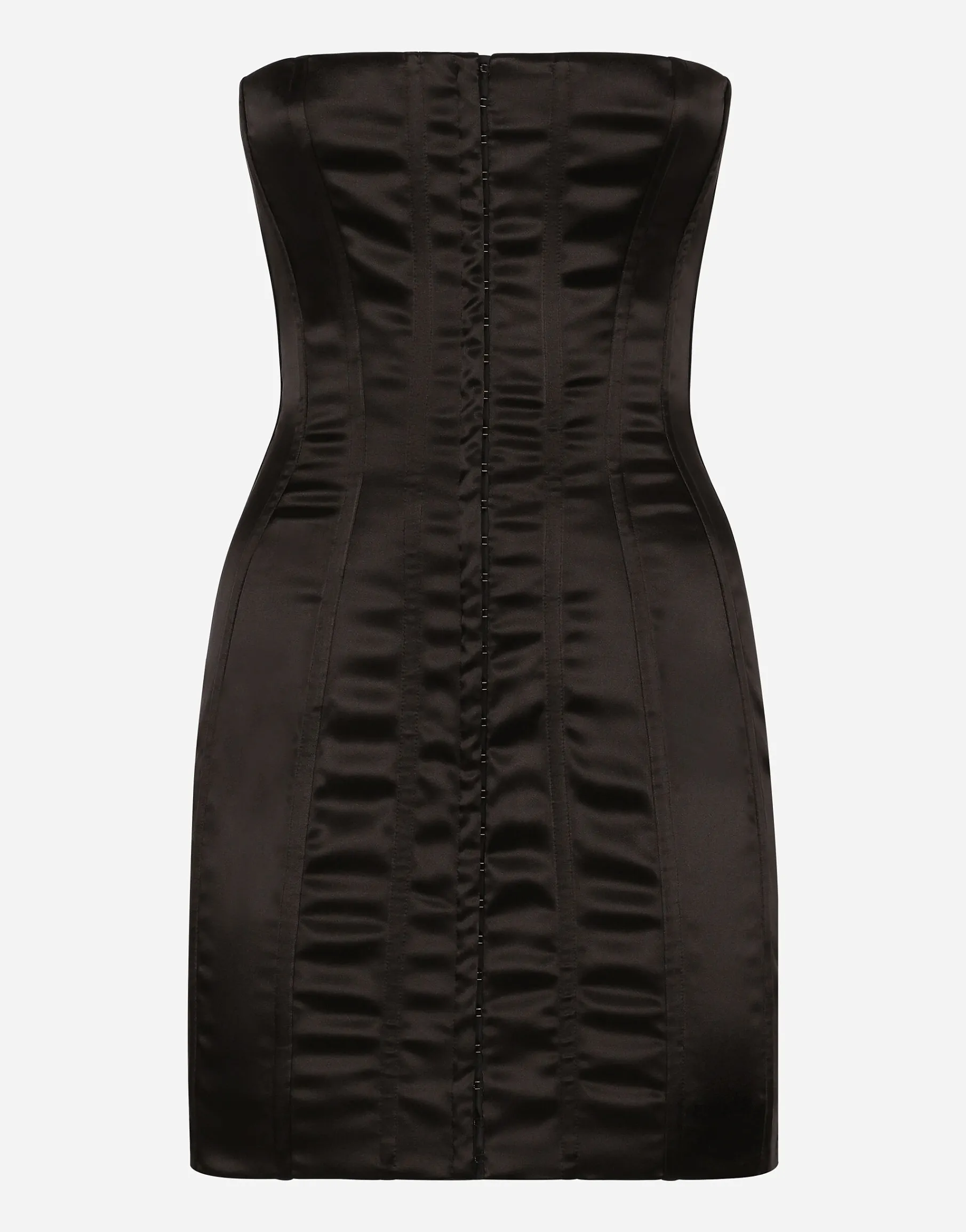 Short strapless satin dress