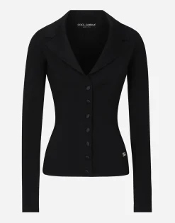Short stretch viscose knit jacket with DG logo